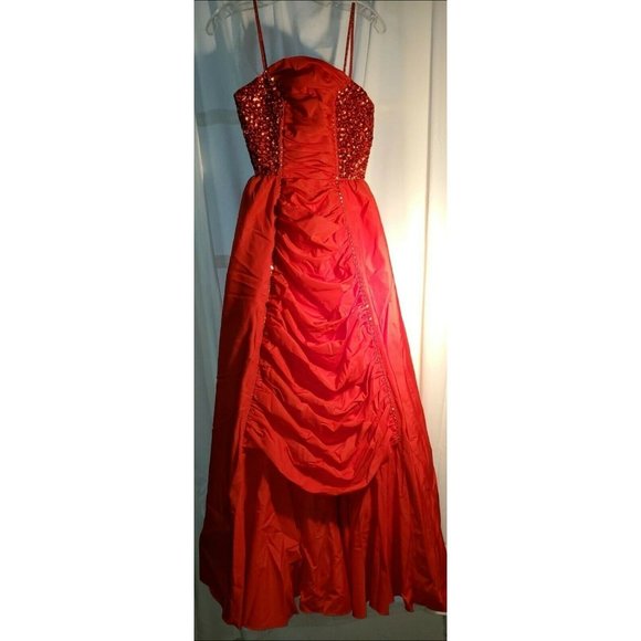 VTG MIKE BENET FORMAL RHINESTONES AND SEQUINS EMPIRE WAIST DRAPED FRONT SIZE 10 - Picture 2 of 7